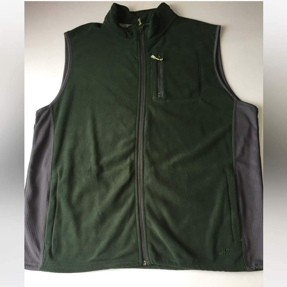 mens nordictrack microfleece vest green/gray polyester
